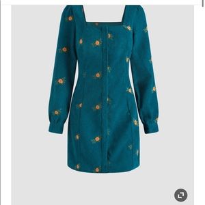 Floral Print Corduroy Mini Dress